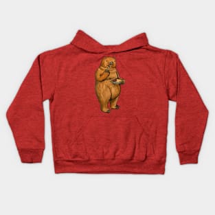 Satisfied Bear Eating Cherry Pie Kids Hoodie